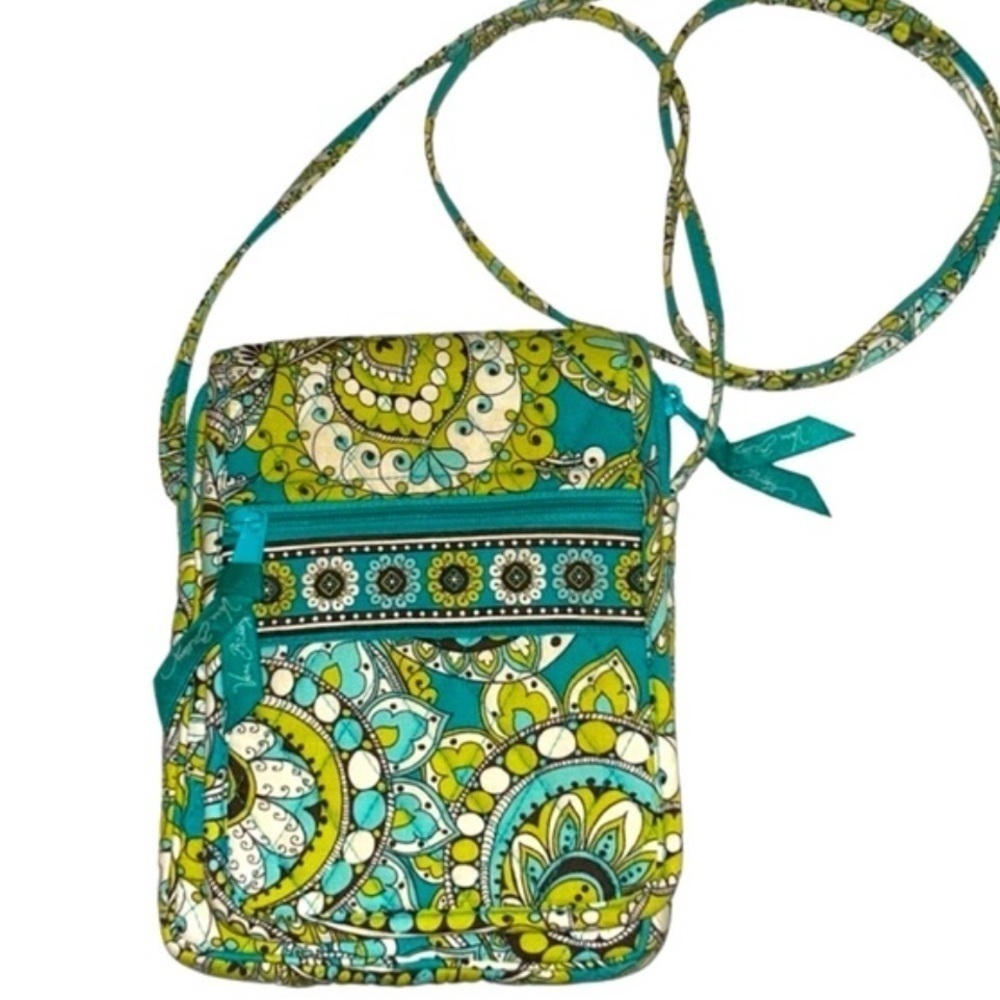 Vera Bradley Teal Turquoise and Lime Paisley Quilted Crossbody